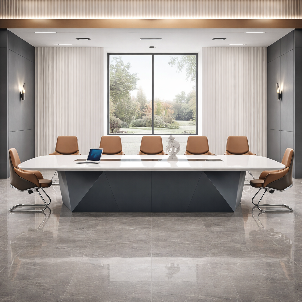 Elegant Modern Design Office Furniture Table with White Color Desk Meeting Room Boardroom Conference Table