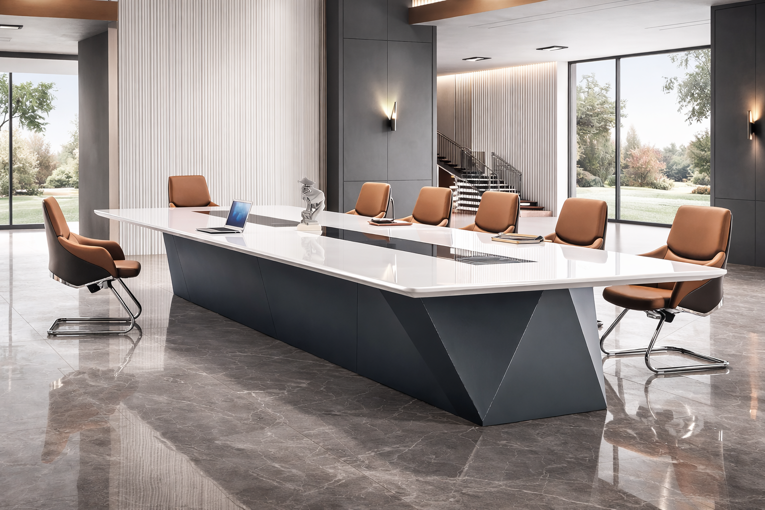 Elegant Modern Design Office Furniture Table with White Color Desk Meeting Room Boardroom Conference Table