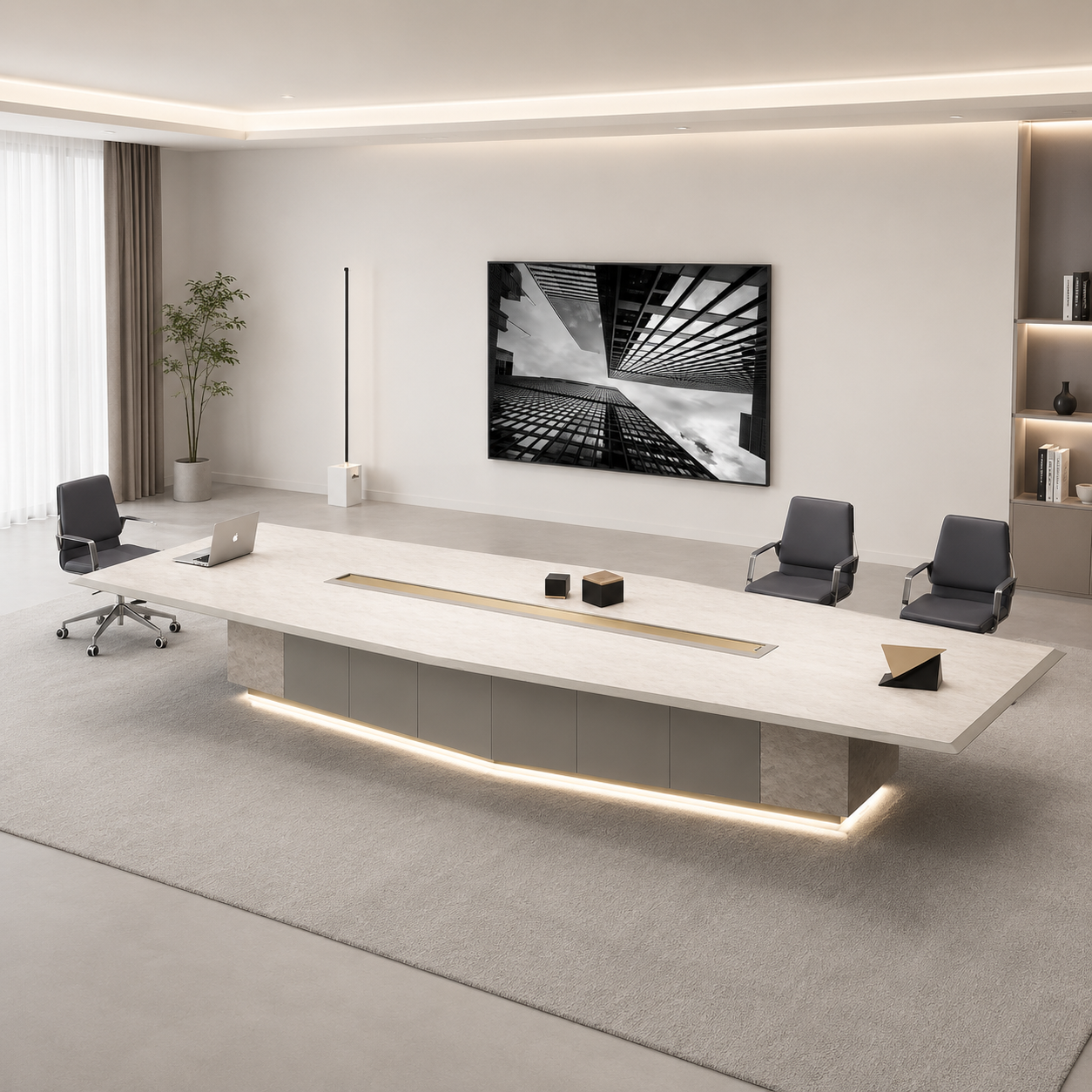 Executive Boardroom Conference Table for Corporate Offices Large Meeting Room Table with Integrated Cable Management for Leadership Meetings and Team Discussions