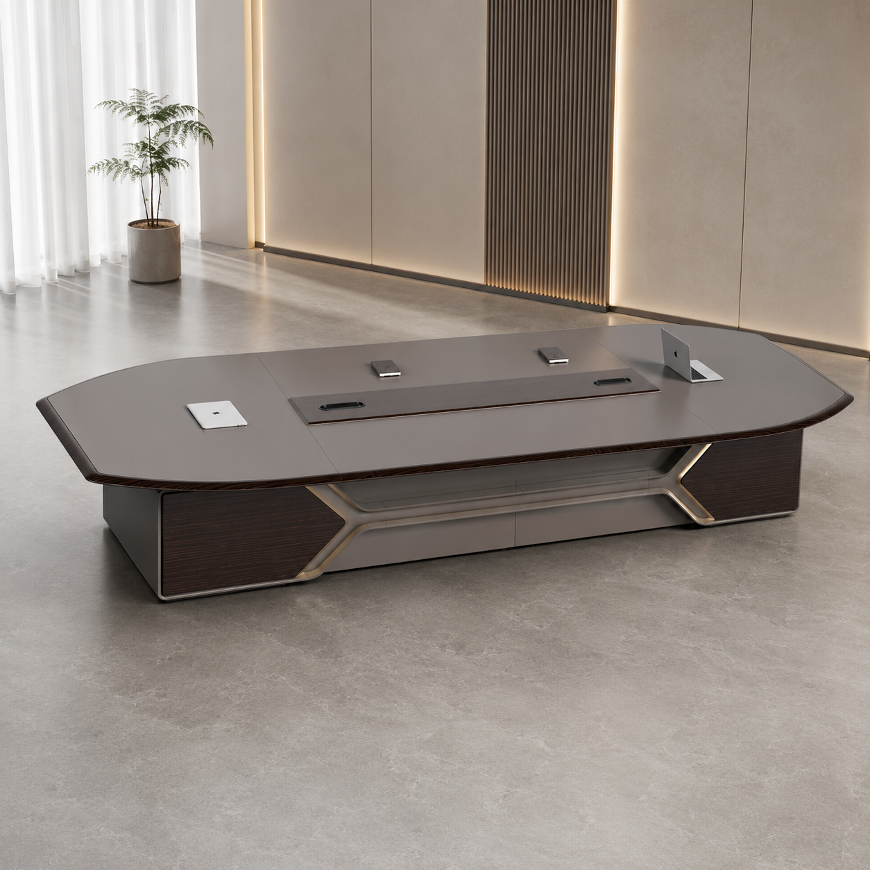 Executive Boardroom Conference Table for Corporate Meeting Rooms, Premium Modern Office Conference Desk with Integrated Cable Management