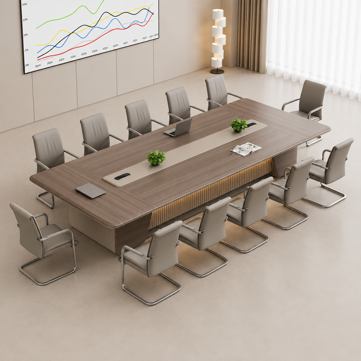 Luxury Executive Conference Table for Corporate Boardrooms Large Meeting Room Table with Integrated Cable Management for Team Collaboration