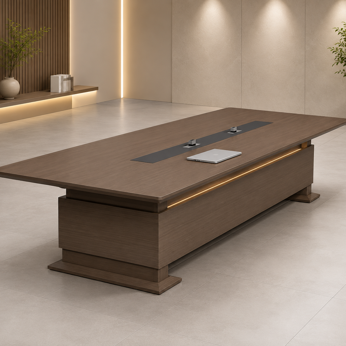Conference Table for Corporate Meeting Rooms, Large Office Meeting Table with Integrated Cable Management Design