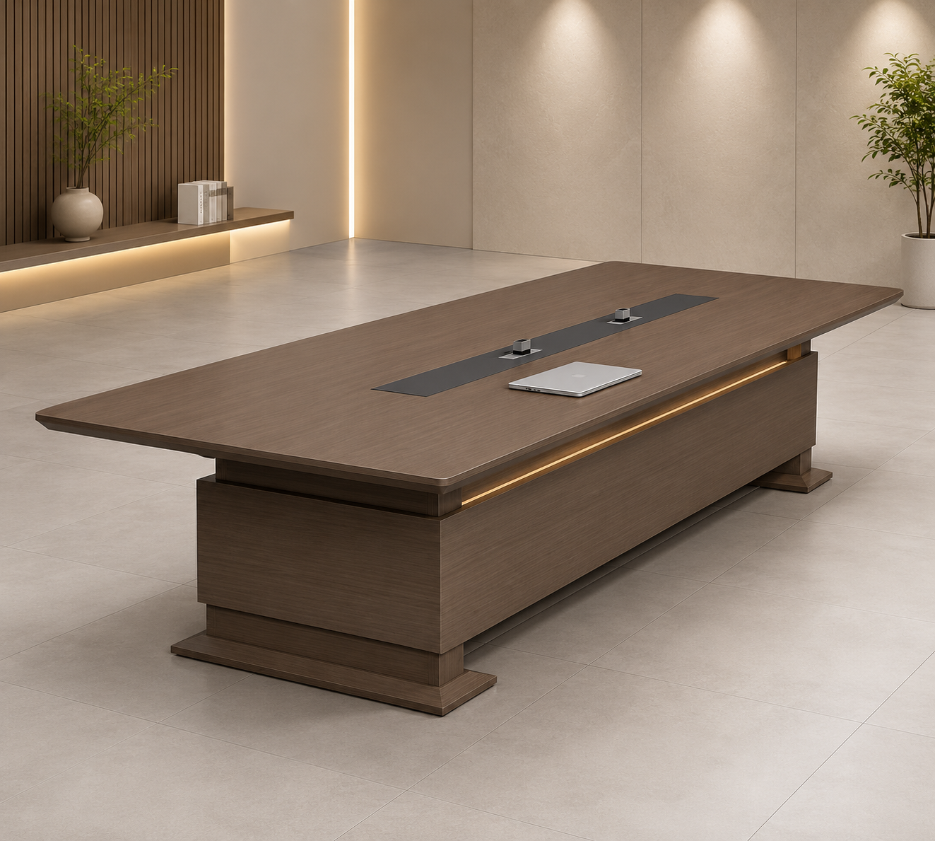 Conference Table for Corporate Meeting Rooms, Large Office Meeting Table with Integrated Cable Management Design