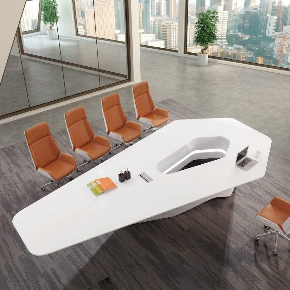 Luxury Executive Conference Table for Modern Boardrooms, Large Office Meeting Table with Contemporary Open Center Design and Team Collaboration Space