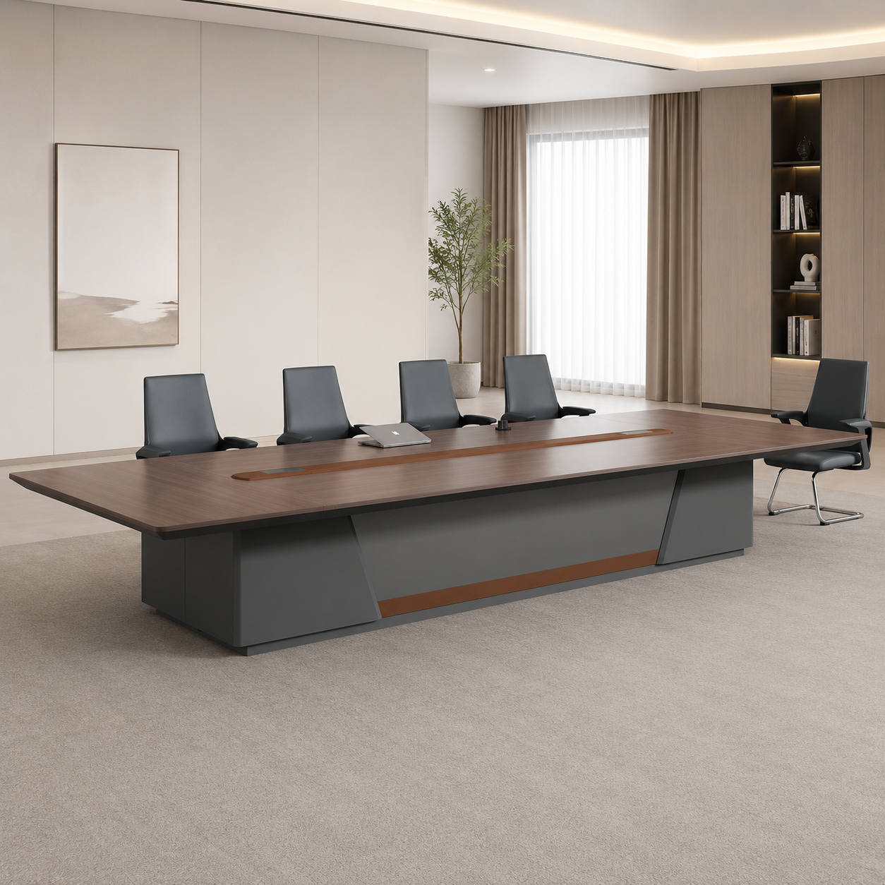 Conference Table for Corporate Boardroom Meetings Large Office Meeting Table with Integrated Cable Management for Leadership Discussions and Team Collaboration