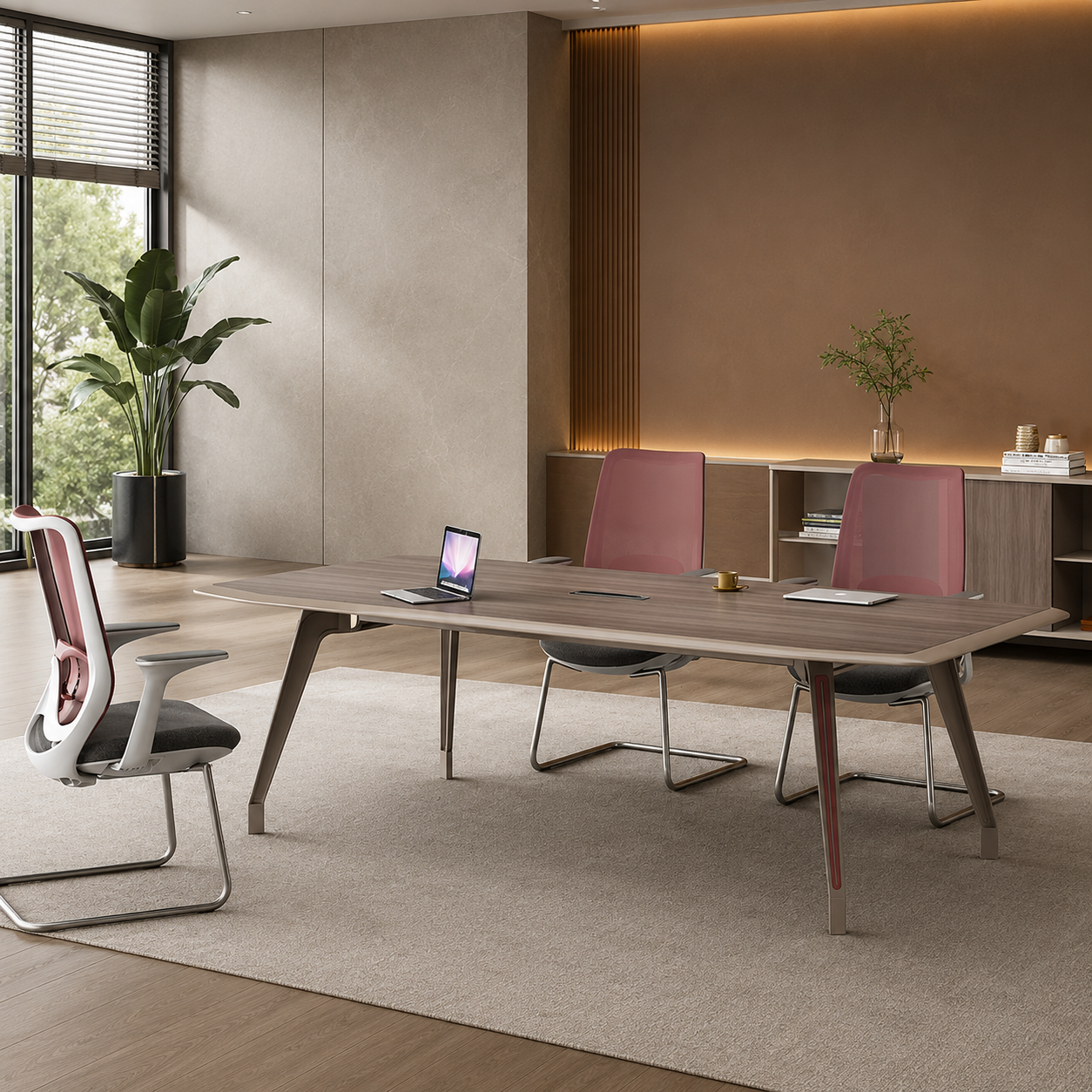 Modern Executive Conference Table for Office Meeting Room, Premium Boardroom Desk with Cable Management, Corporate Collaboration Table India