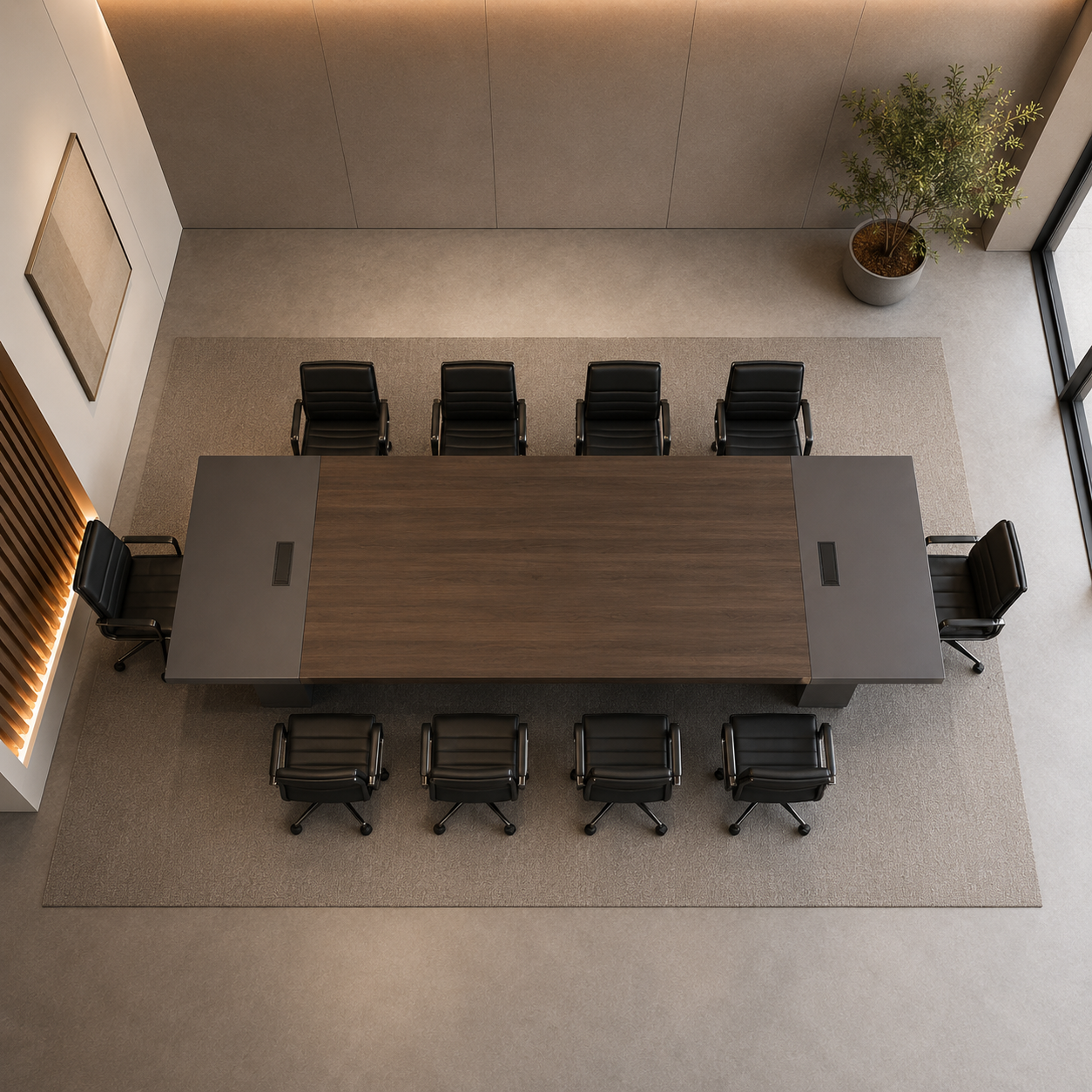 Premium Executive Conference Table for Boardroom Meetings, Large Modern Office Meeting Desk with Cable Management
