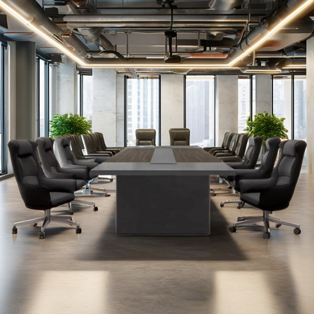 Premium Executive Conference Table for Boardroom Meetings, Large Modern Office Meeting Desk with Cable Management