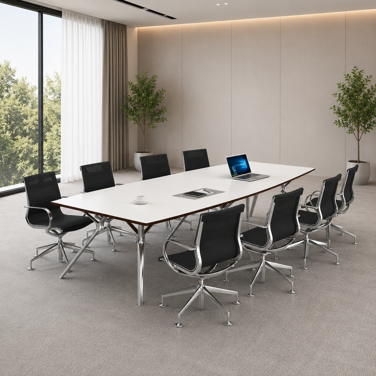 Modern Executive Conference Table for Office Meeting Rooms Large Boardroom Table with Integrated Connectivity Solutions for Team Discussions