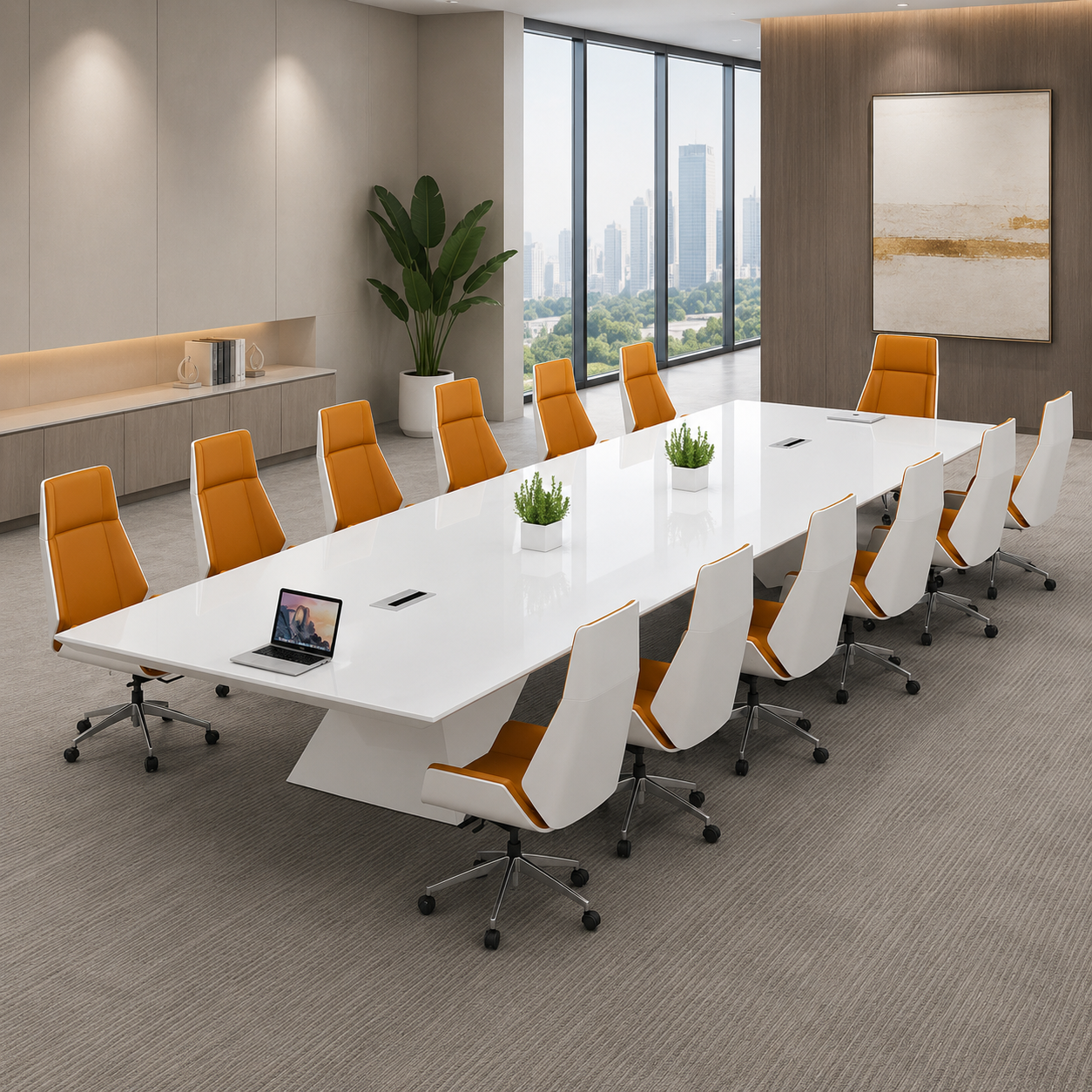 Luxury Executive Conference Table for Corporate Boardroom Meetings Large Office Meeting Table with Integrated Cable Management