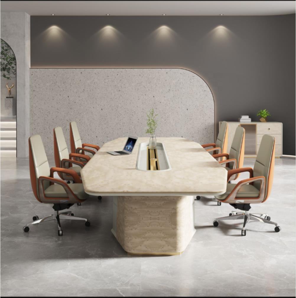 Luxury Executive Conference Table for Large Boardroom Meetings, Premium Modern Office Meeting Desk with Integrated