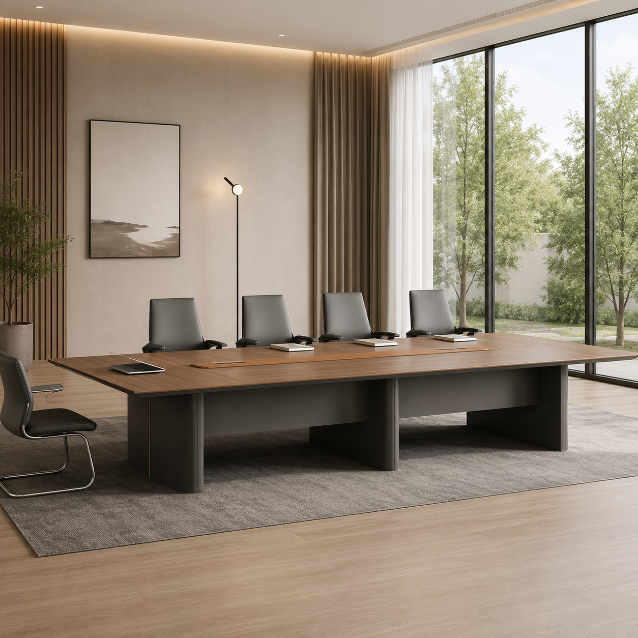Modern Executive Conference Table for Boardroom Meetings, Premium Office Meeting Desk with Cable Management and Large Collaborative Workspace