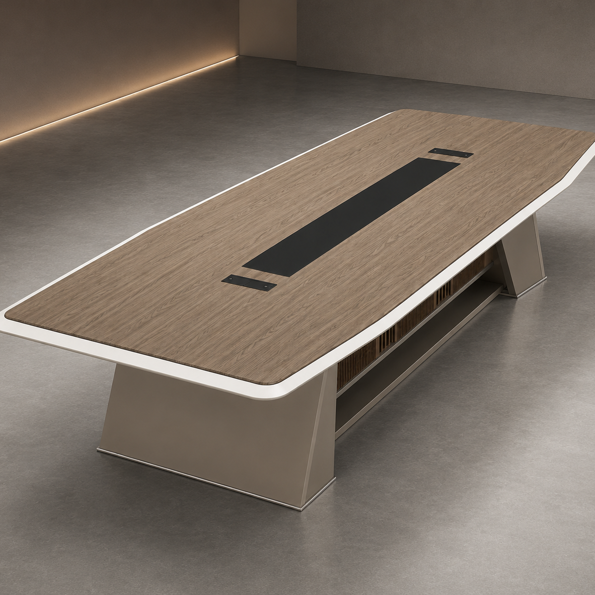 Boardroom Conference Table with Cable Management for Corporate Meeting Rooms, Premium Modern Office Meeting Table Design