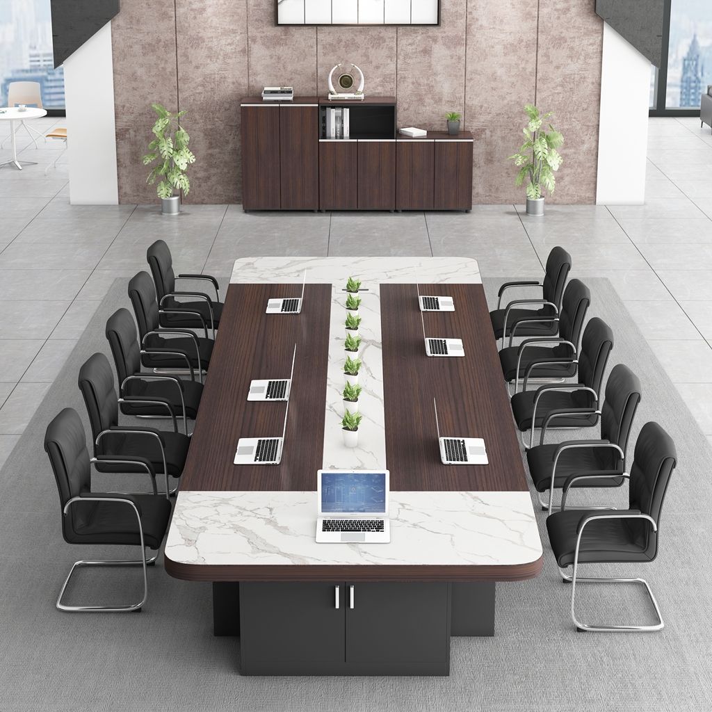 Executive Conference Table for Boardroom Meetings, Large Office Meeting Table with Storage Unit, Modern Corporate Conference Desk India