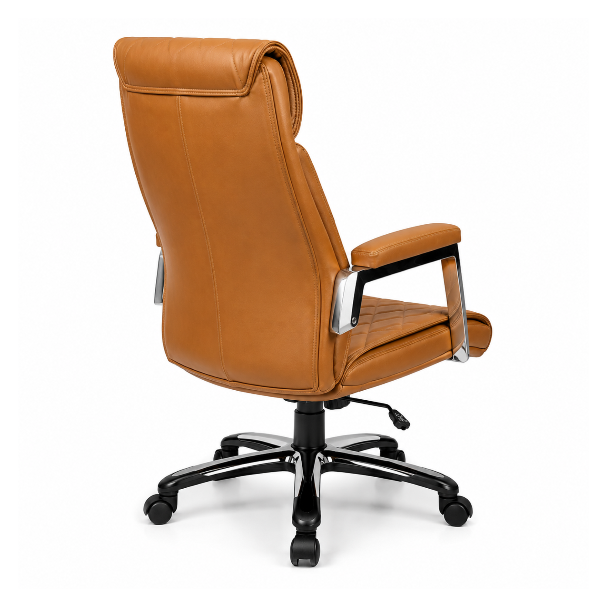 Stylish Director Chair with Leatherette Cushion, High Back, and Chrome Powder Finish Base