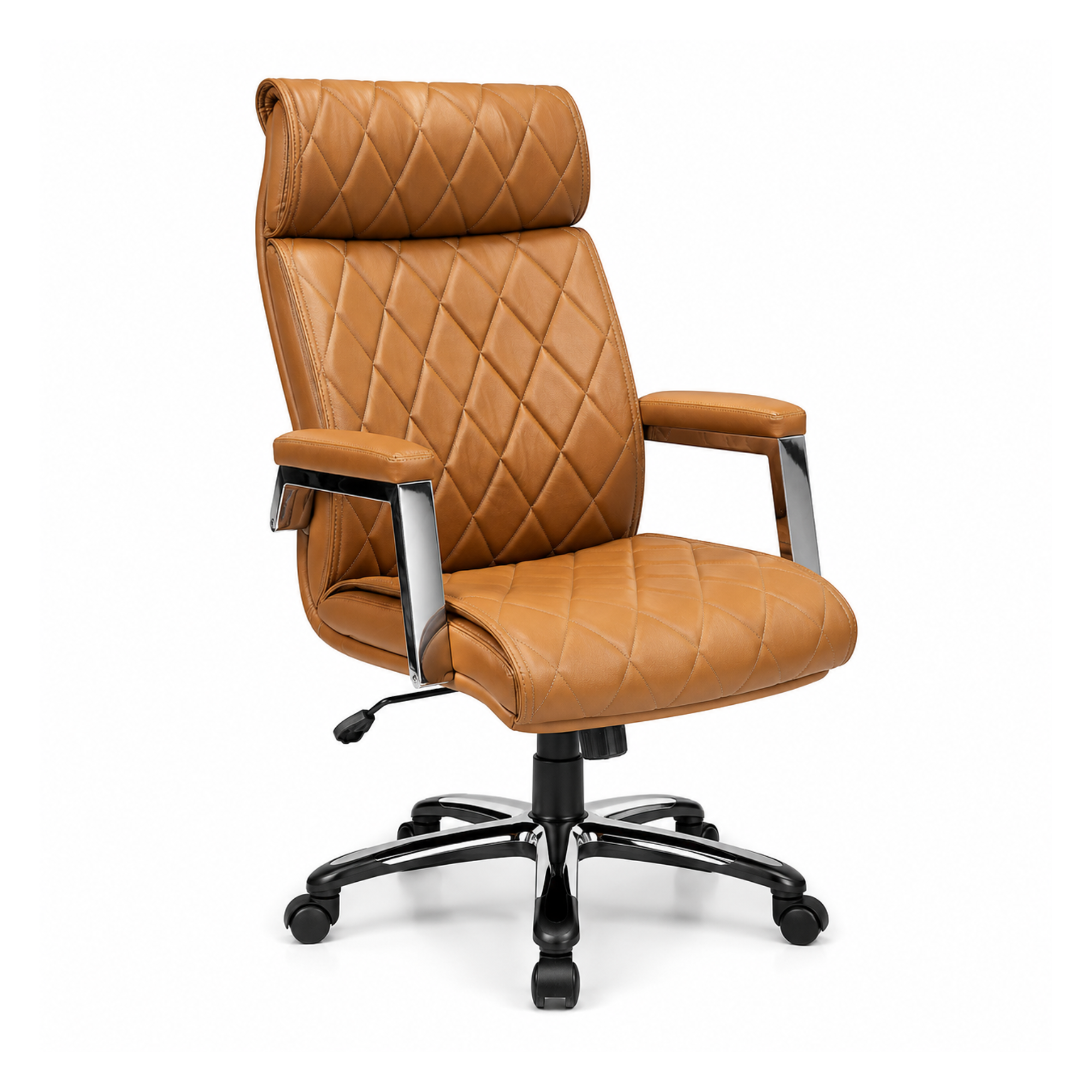 Stylish Director Chair with Leatherette Cushion, High Back, and Chrome Powder Finish Base