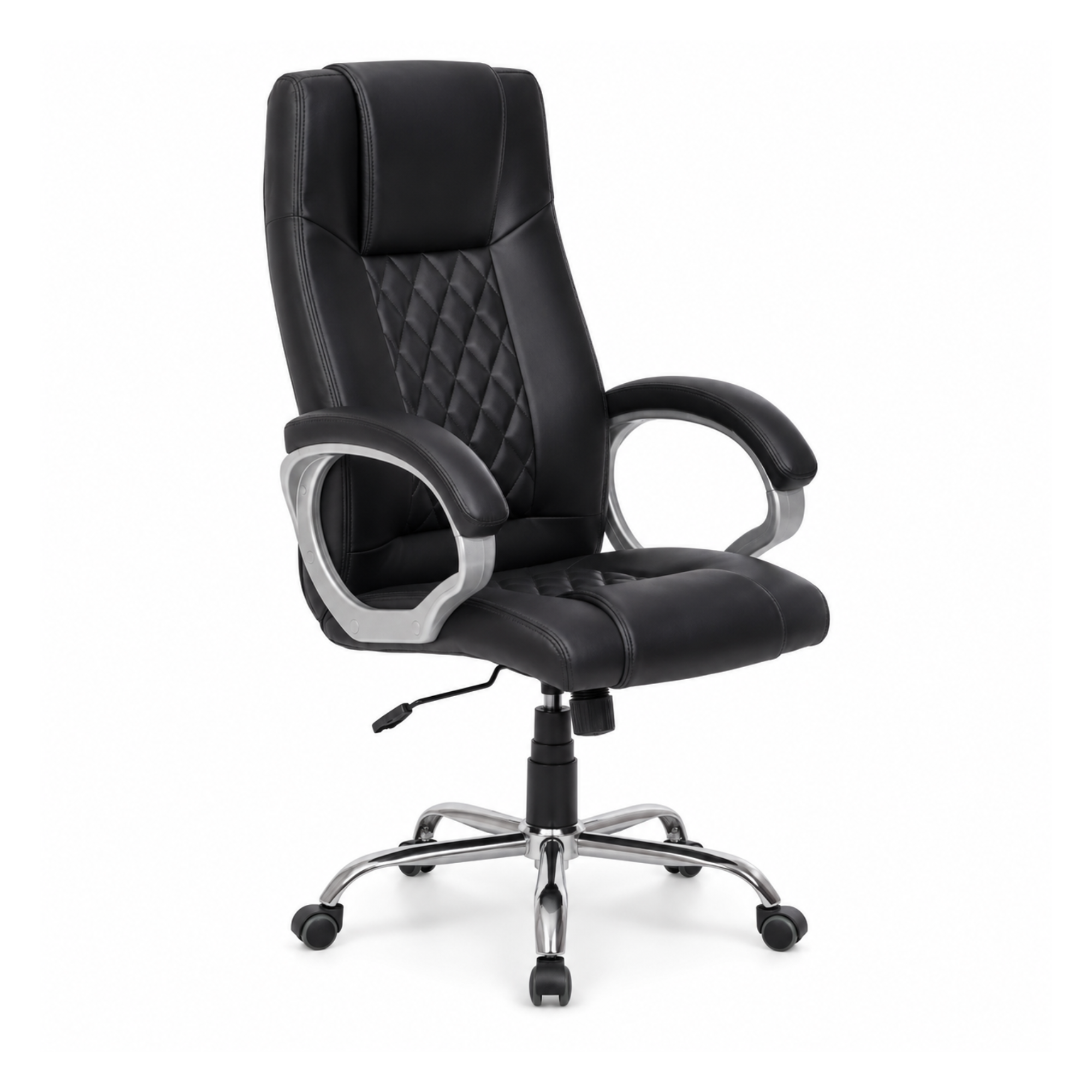 Modern Director Office Chair, Leatherette Upholstery with High Back and Powder-Coated Chrome Base