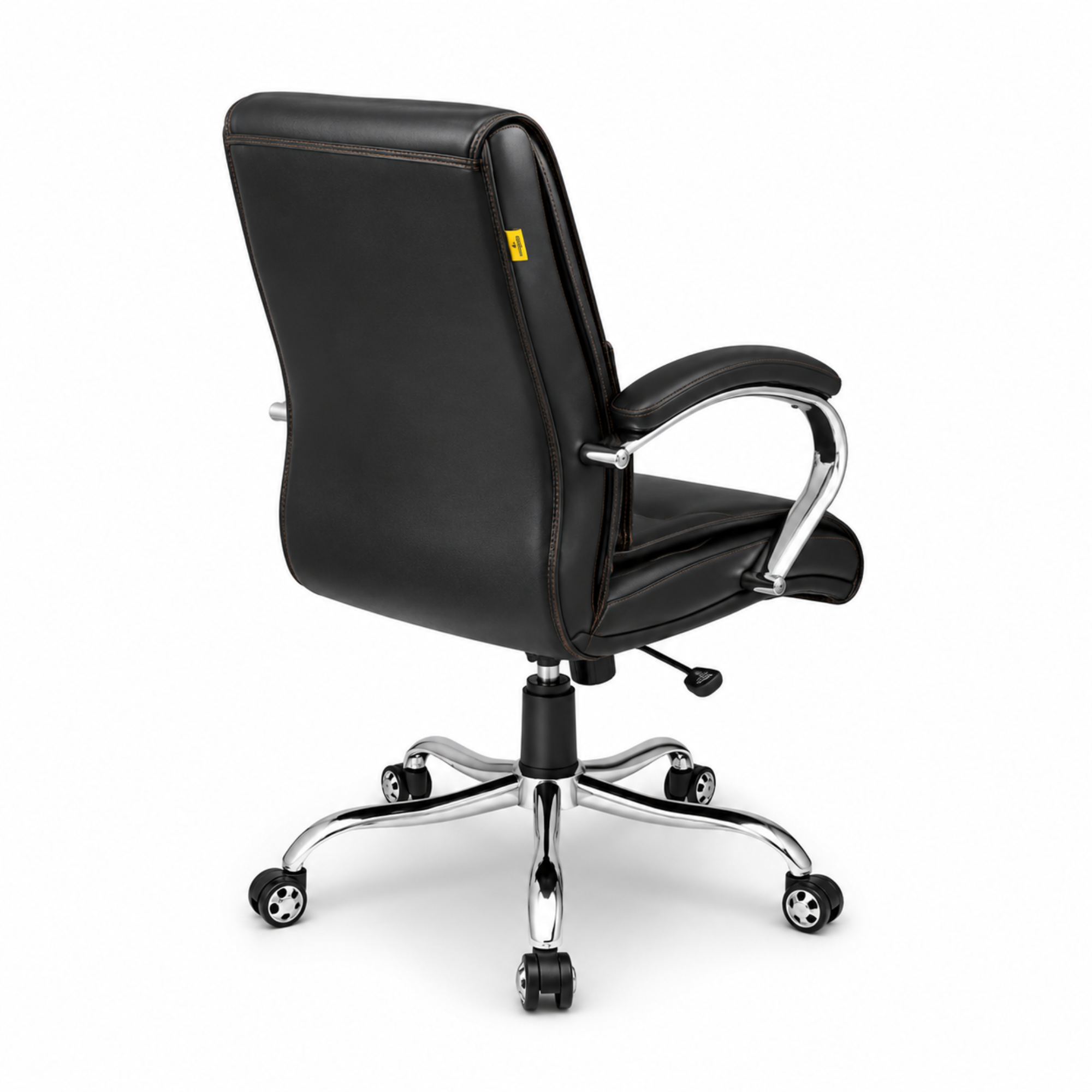 Executive Mid-Back Office Chair with Ergonomic Support, PU Leather Upholstery, Height Adjustment, Tilt Mechanism, Chrome Armrests & Base, 360° Swivel for Office