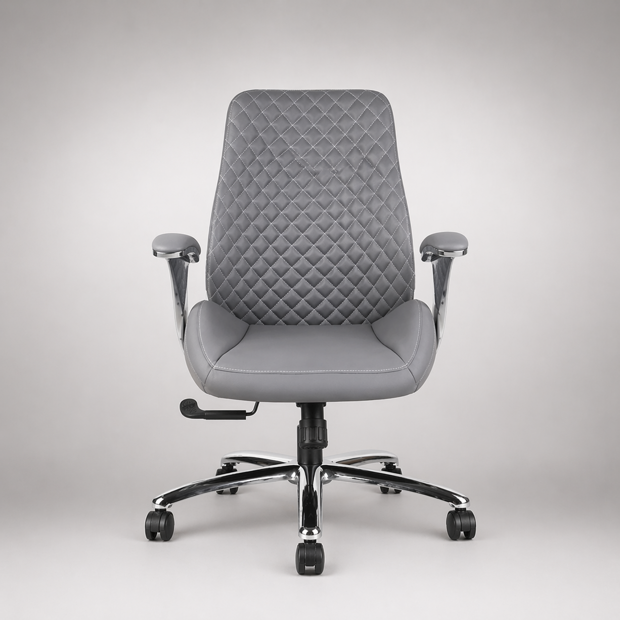 Executive Mid Back Office Chair with Premium PU Leather, Diamond Stitch Design, Adjustable Height, Tilt Mechanism & Chrome Base – Ergonomic Swivel Chair for Office