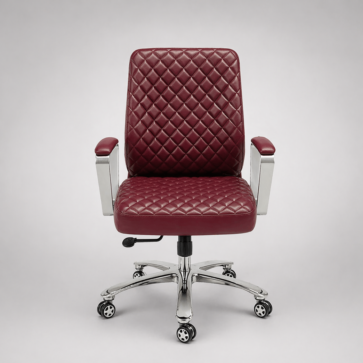 Executive Quilted Mid Back Office Chair in Premium PU Leather with Chrome Base, Ergonomic Design, Height Adjustable, Swivel Office Seating for Cabin & Workspace