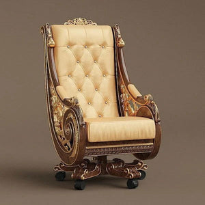Maharaja luxury carved wooden chair in teak wood for multi purposes best quality material with golden deco polished
