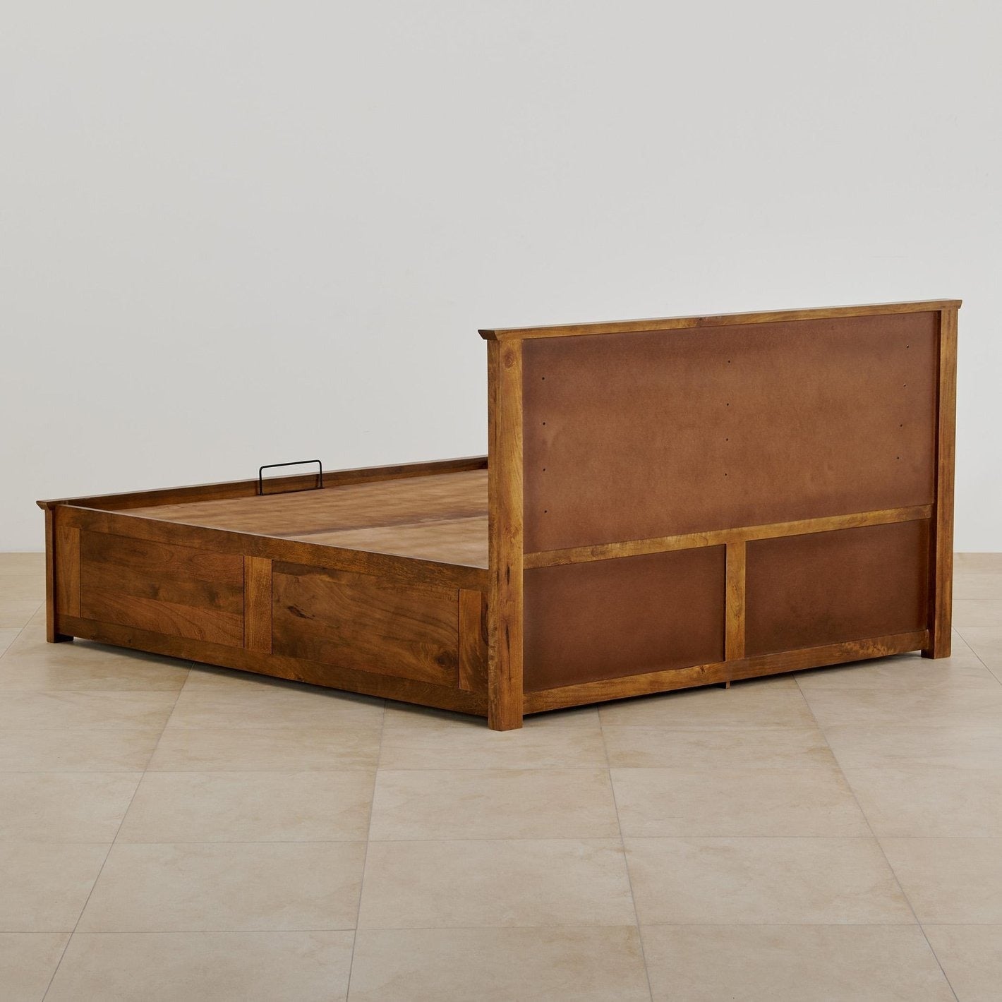 Mango Wood Queen Bed with Hydraulic Storage - Brown -
