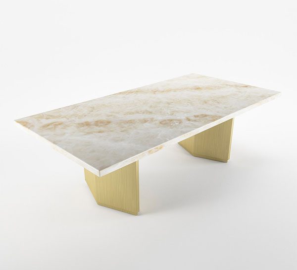 Marble Top Dining Table with Wooden Frame Base -