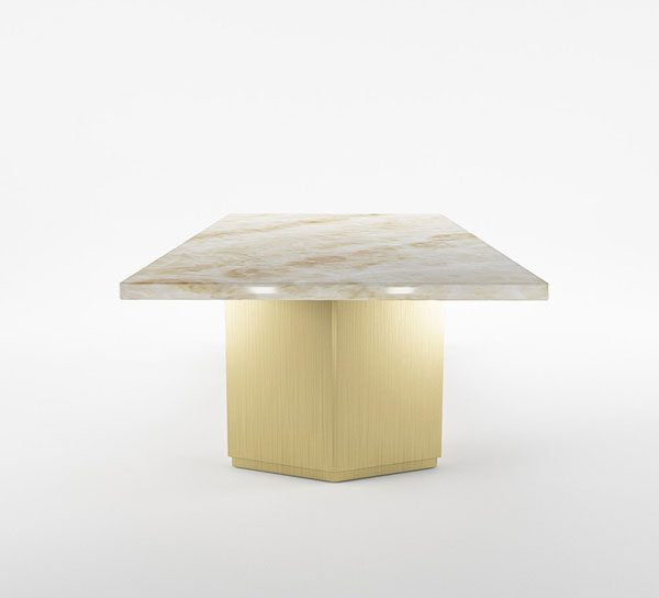 Marble Top Dining Table with Wooden Frame Base -