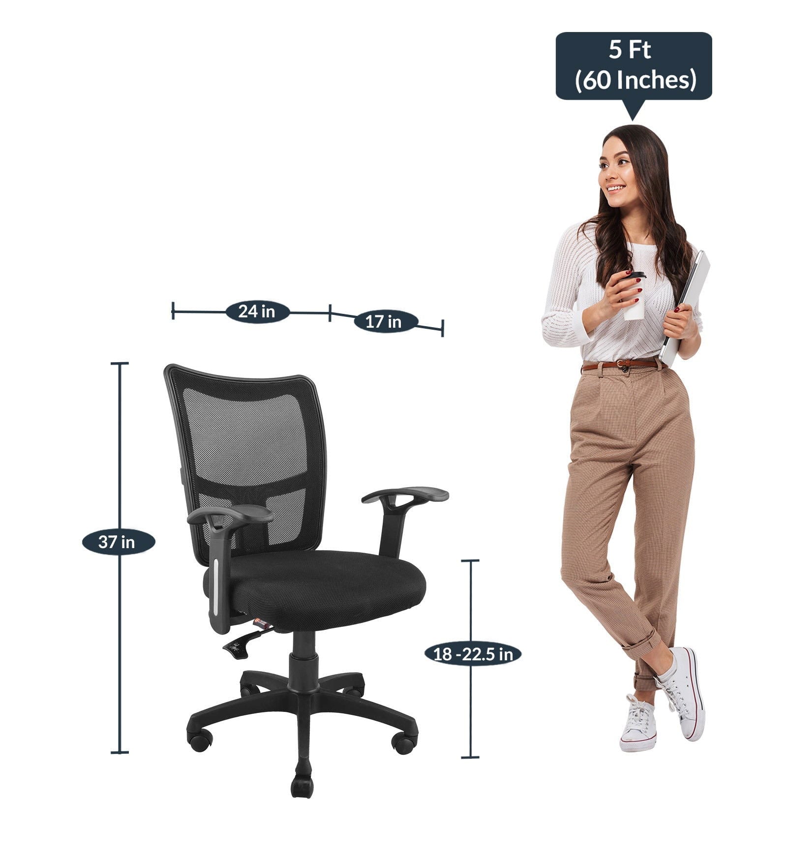 Medium Back Executive Ergonomic Chair with Nylon Base -