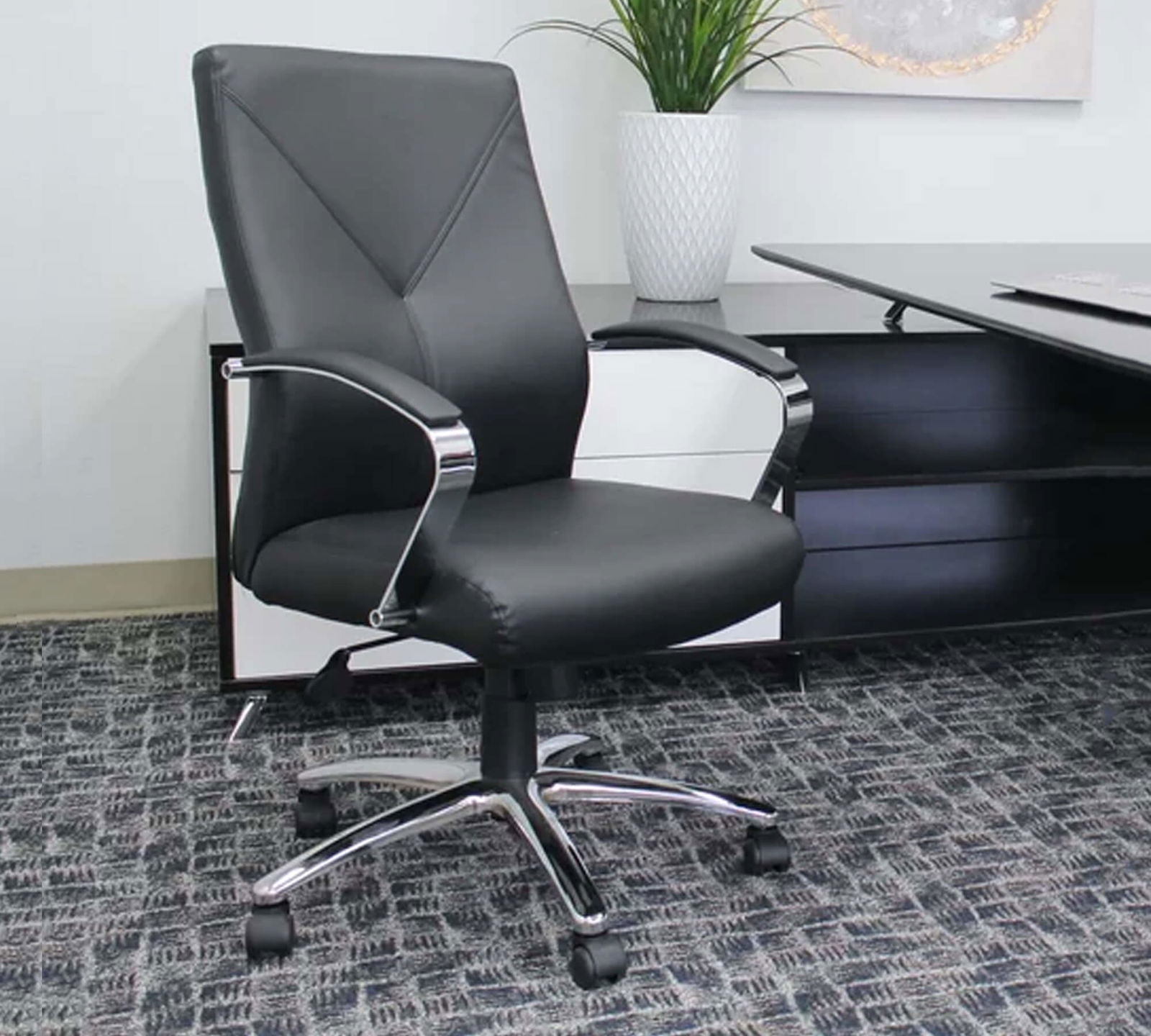 Medium Back Office Executive Chair with Height Adjustable Chrome Base -