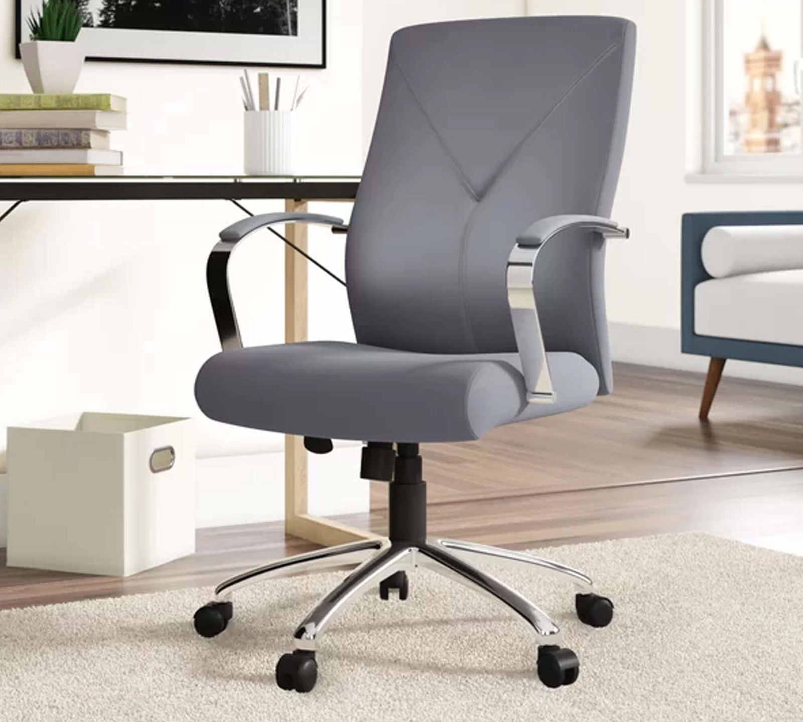 Medium Back Office Executive Chair with Height Adjustable Chrome Base -