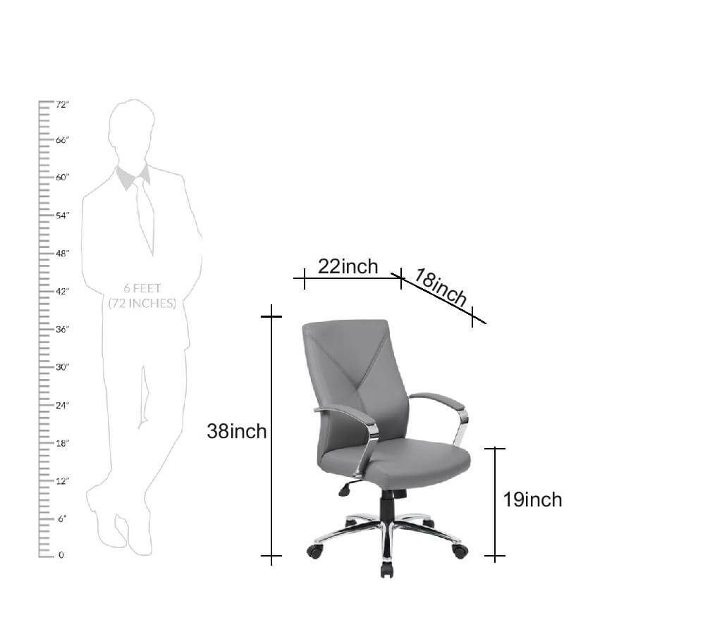 Medium Back Office Executive Chair with Height Adjustable Chrome Base -