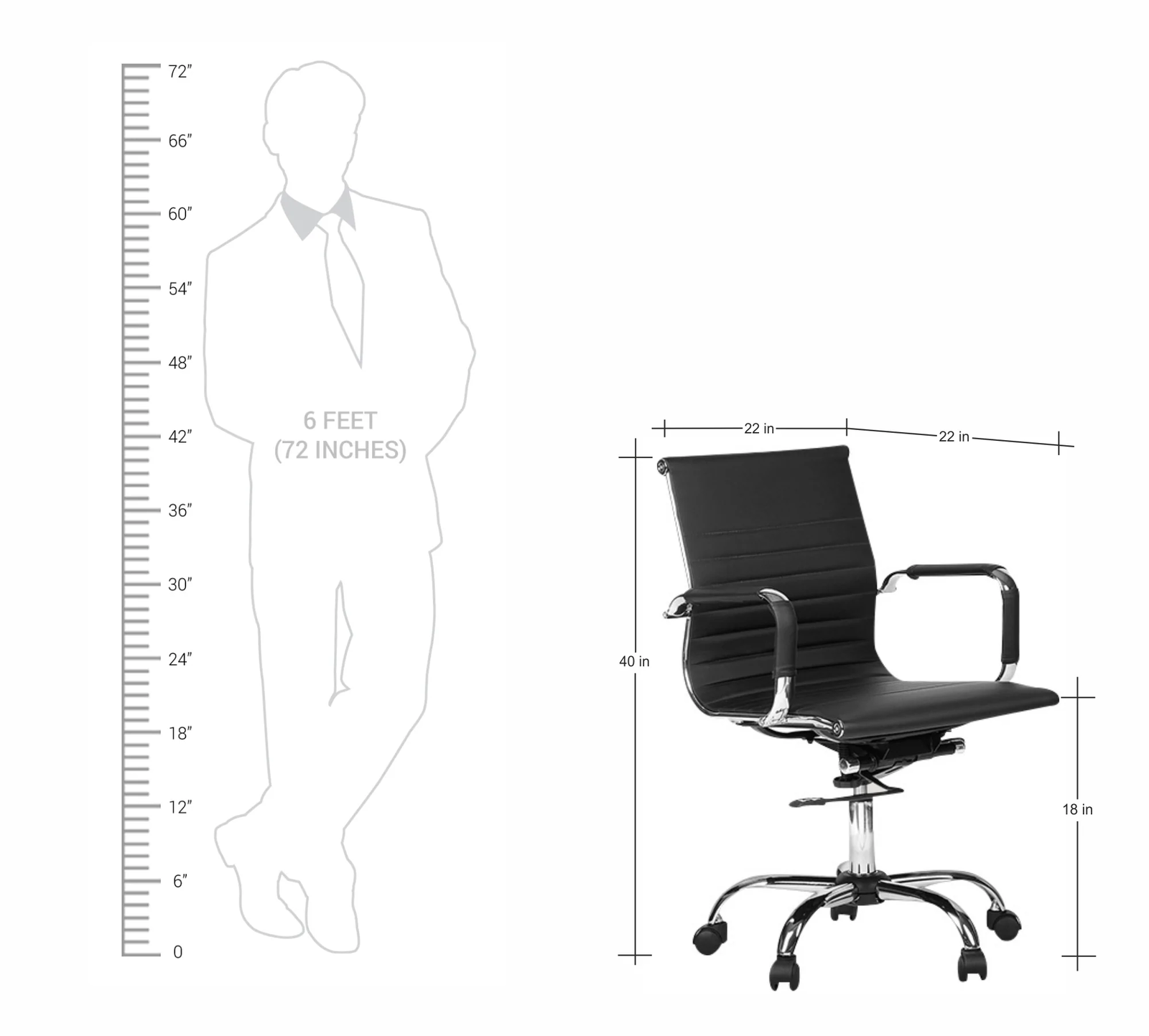 Medium Back Office Executive Chair with Height Adjustable Chrome Base -