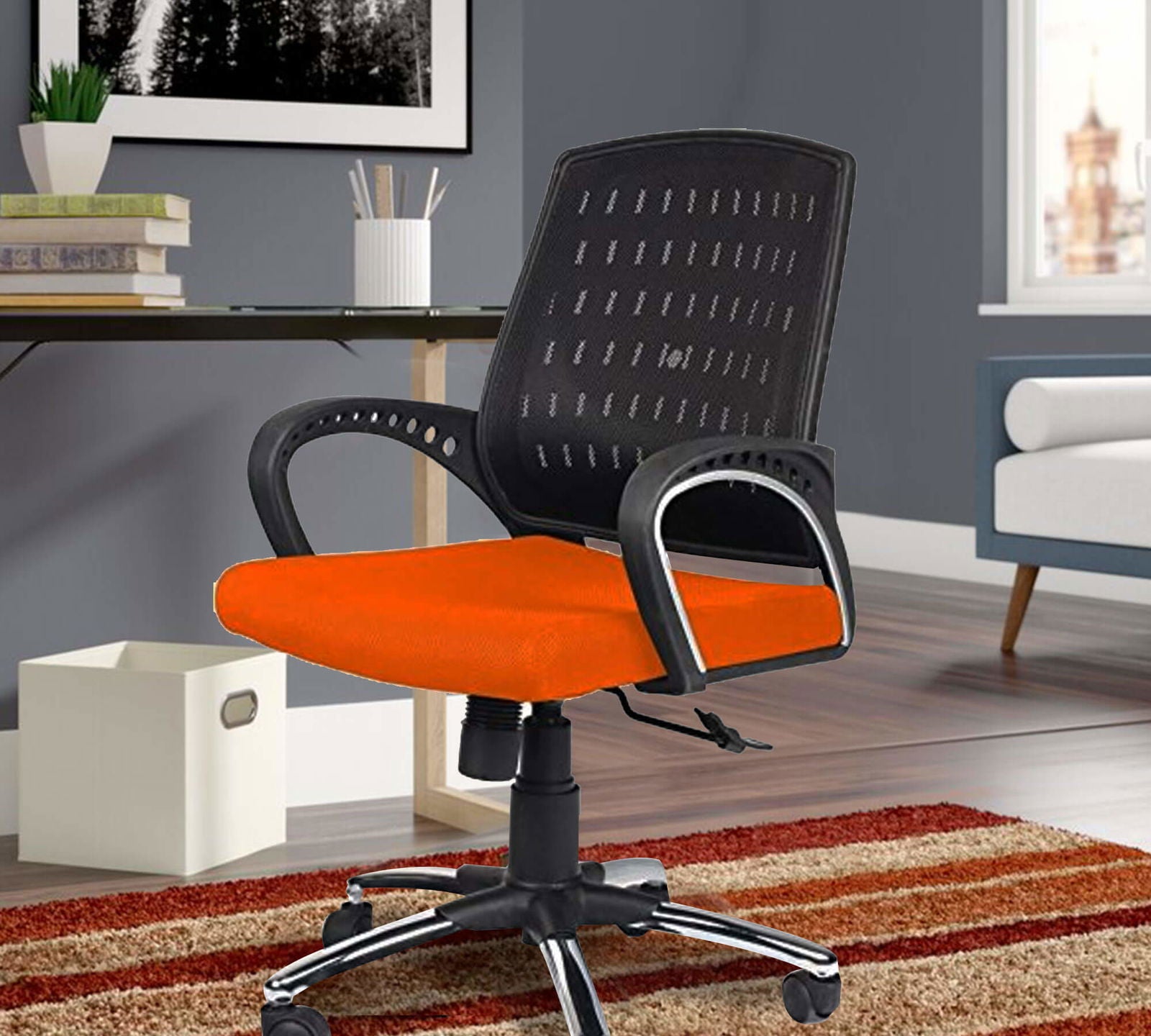Medium Back Office Executive Mesh Chair with Height Adjustable Chrome Base -