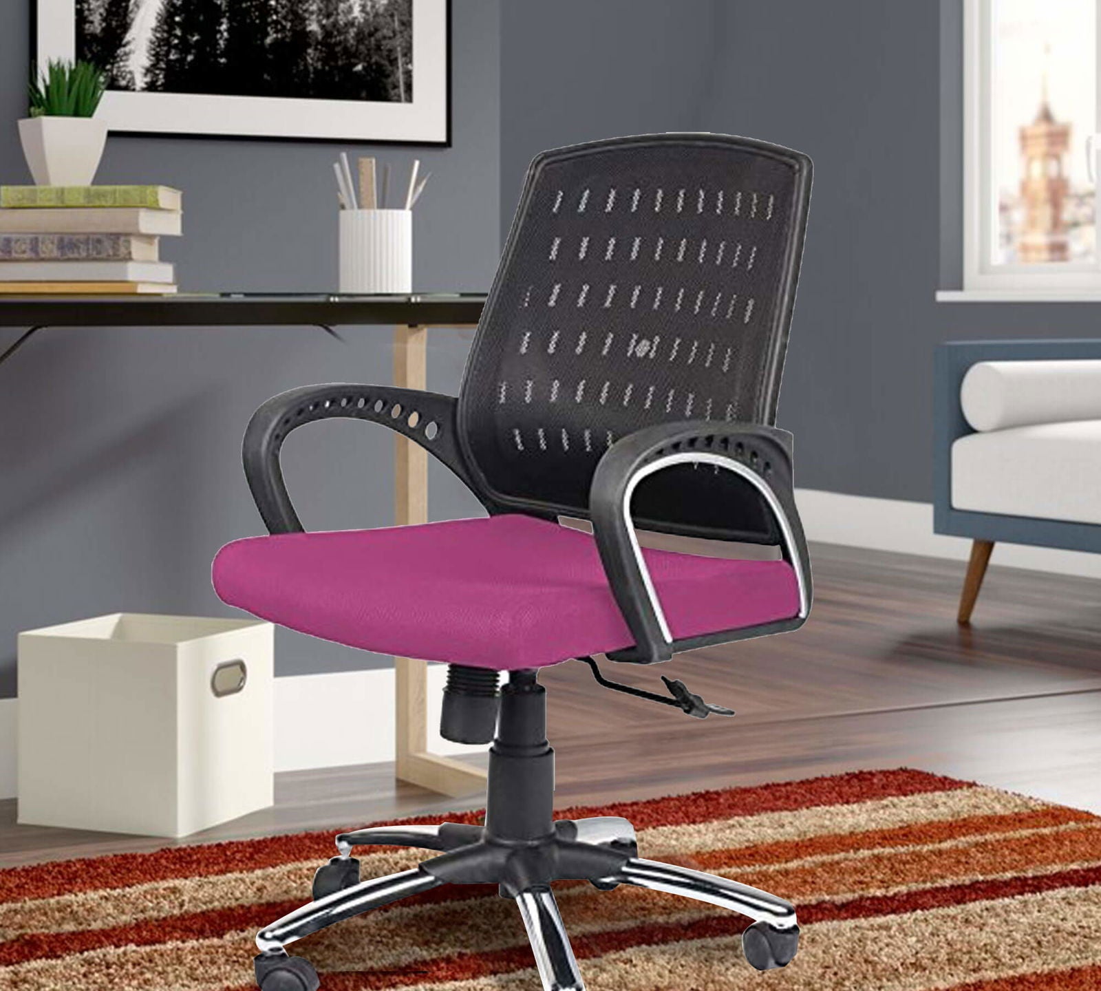 Medium Back Office Executive Mesh Chair with Height Adjustable Chrome Base -