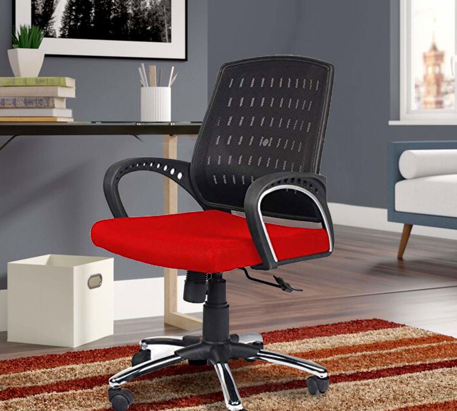 Medium Back Office Executive Mesh Chair with Height Adjustable Chrome Base -
