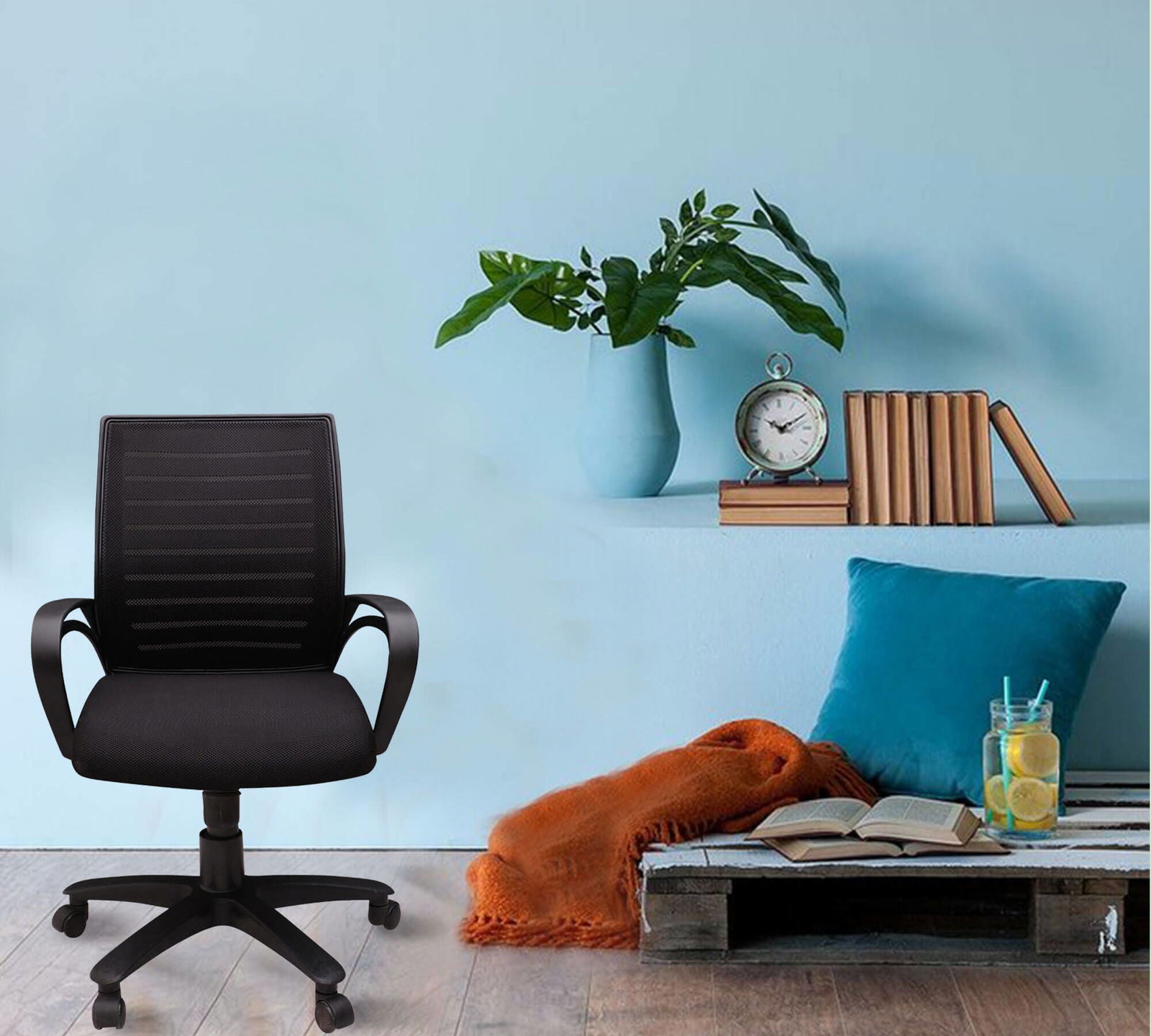 Medium Back Office Executive Mesh Chair with Height Adjustable Nylon Base -