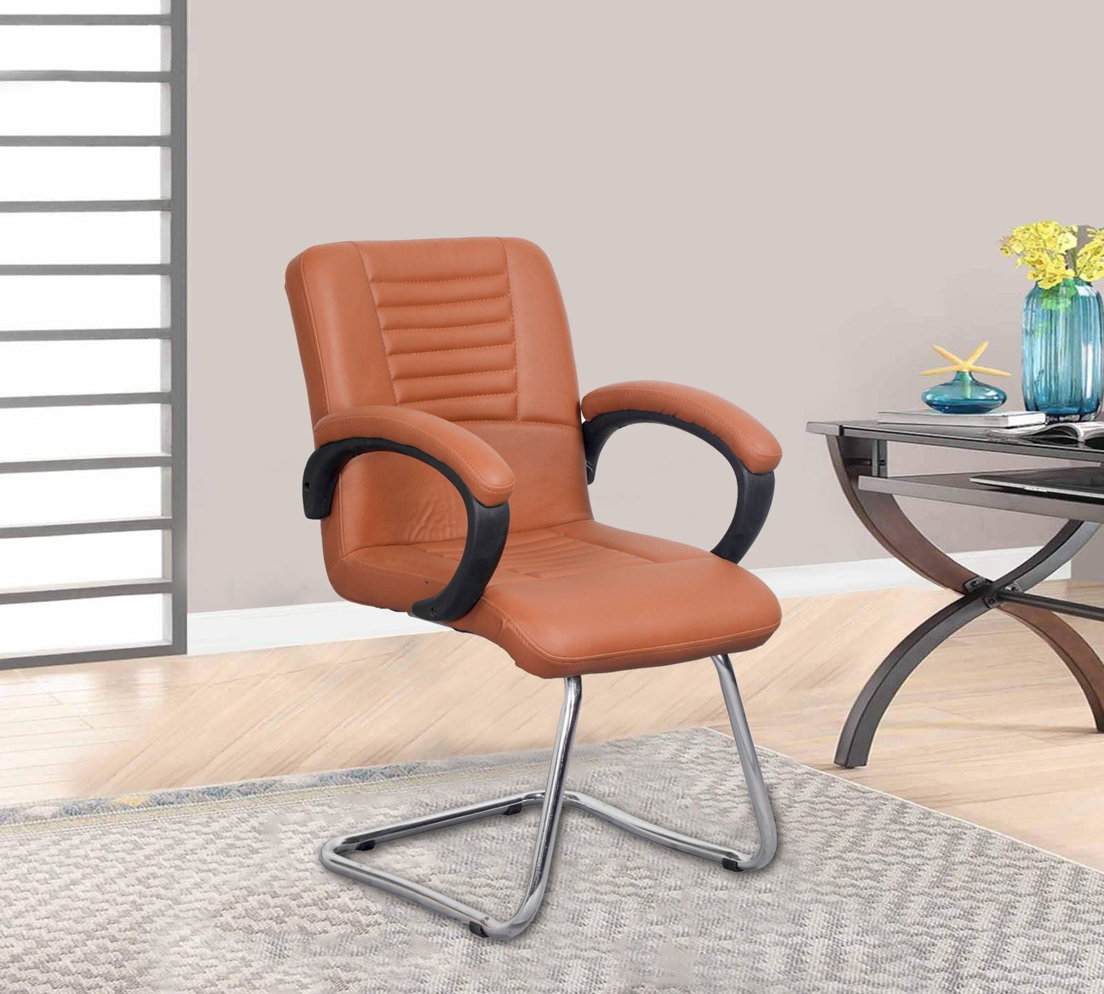 Medium Back Office Visitor Chair Metal Chrome Frame Base -