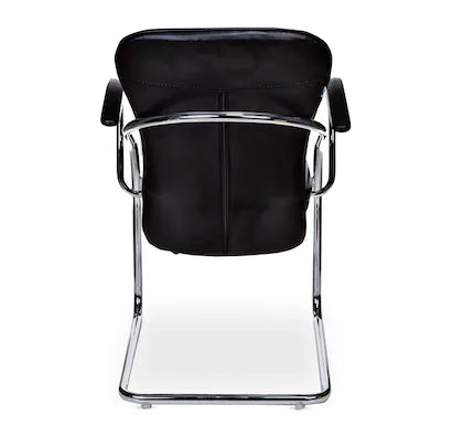 Medium Back Visitor Chair Seat & Back Leatherette with Chrome Base -
