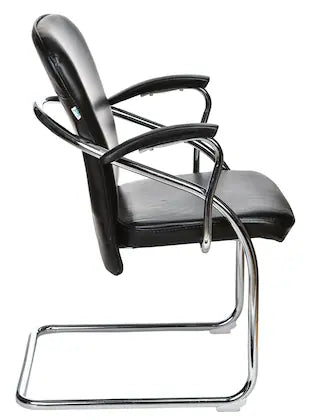 Medium Back Visitor Chair Seat & Back Leatherette with Chrome Base -