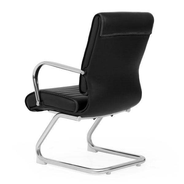 Medium Back Visitor Office Chair Seat & Back Leatherette with Chrome Base -