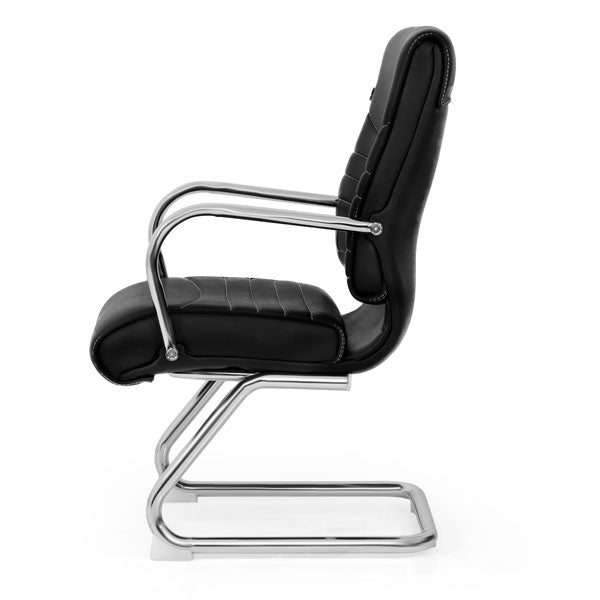 Medium Back Visitor Office Chair Seat & Back Leatherette with Chrome Base -