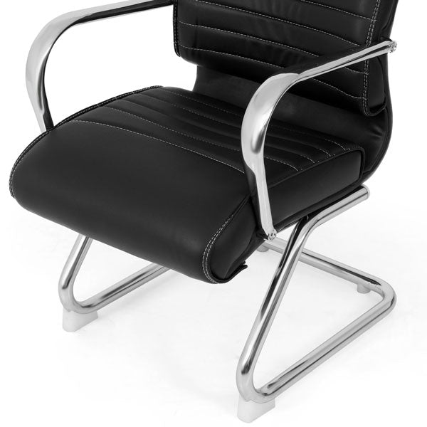 Medium Back Visitor Office Chair Seat & Back Leatherette with Chrome Base -