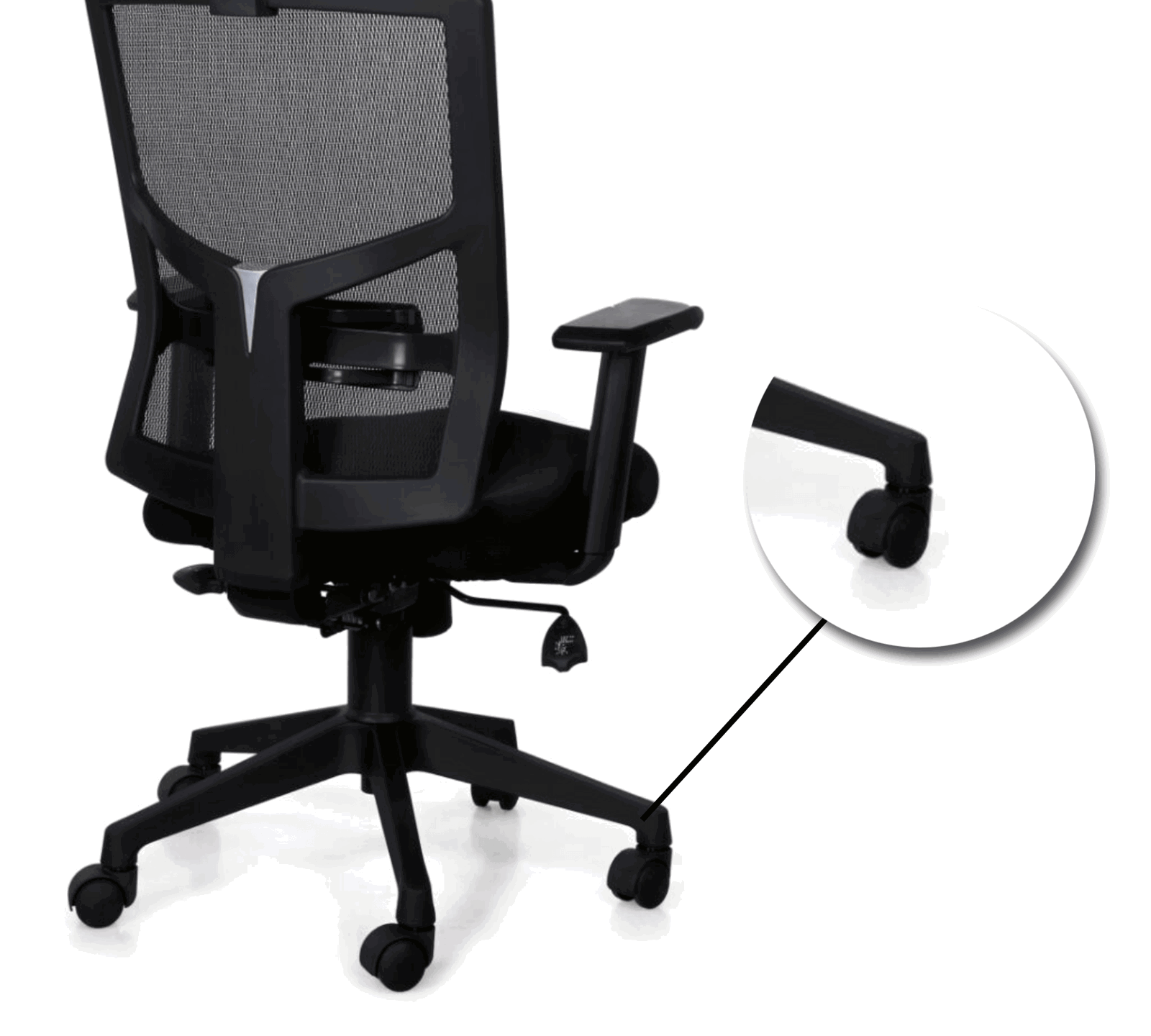 Mesh Office Chair with Height Adjustable Nylon Wheels Base -