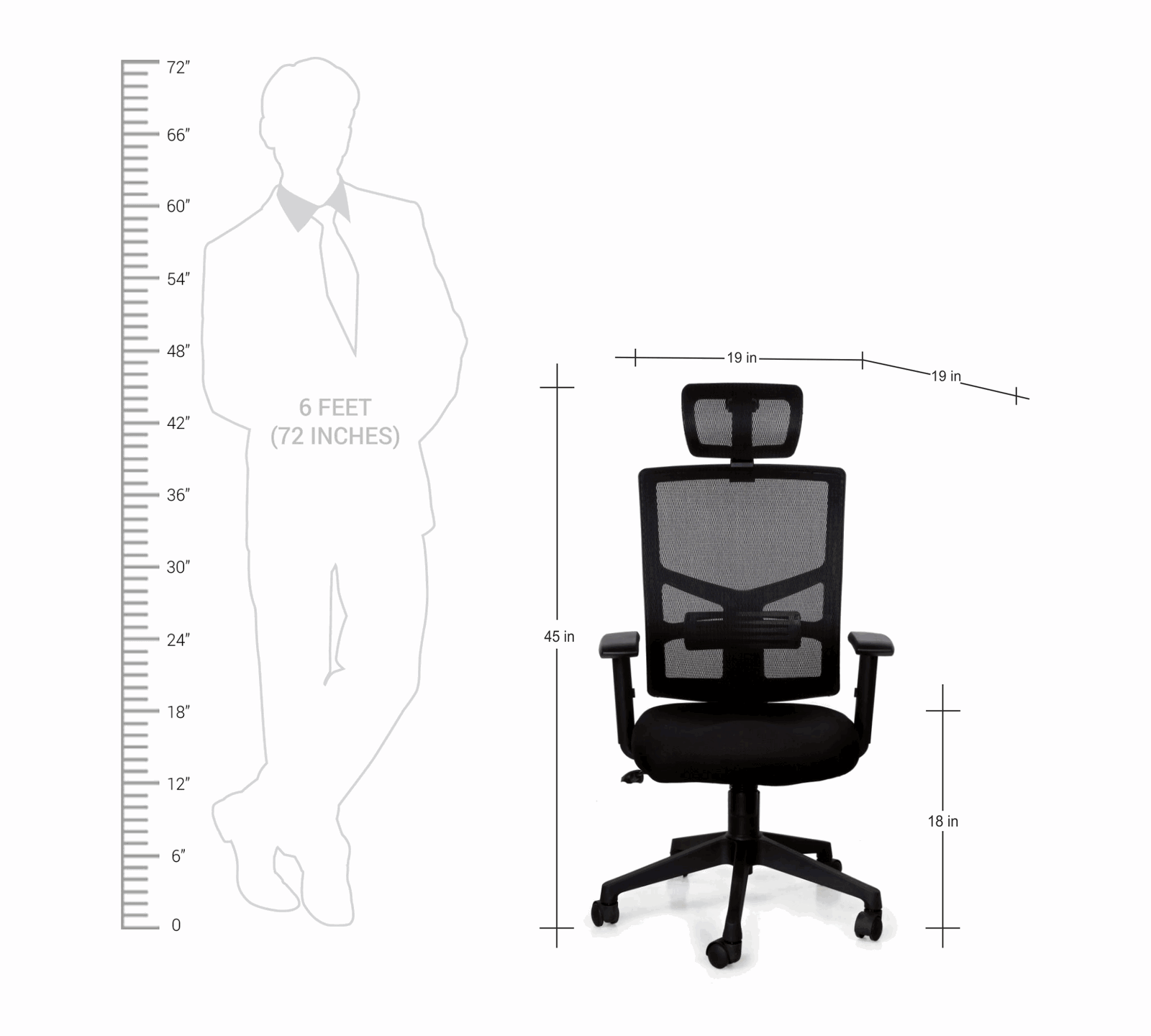 Mesh Office Chair with Height Adjustable Nylon Wheels Base -