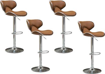 Metal Bar Stools Chrome Base Leatherette Horse -