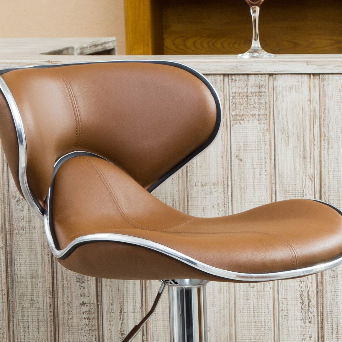 Metal Bar Stools With Chrome Base Leatherette -