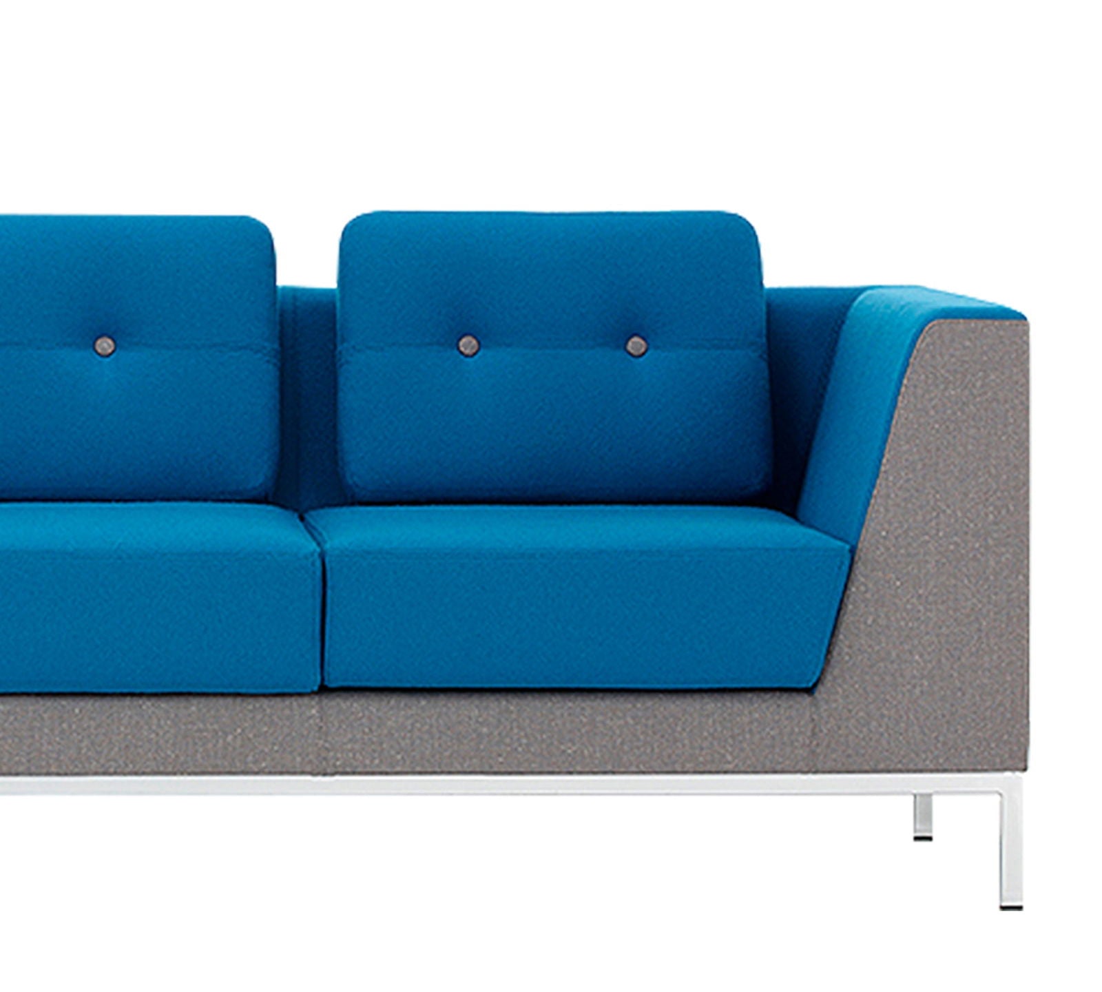 Metal Chrome Base Cushioned Fabric Sofa -