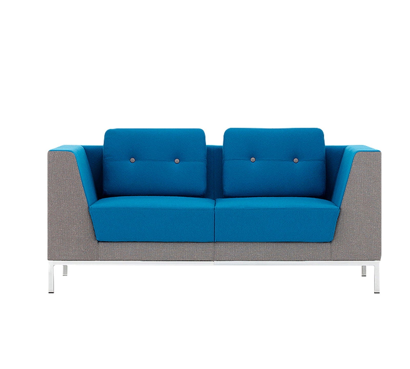 Metal Chrome Base Cushioned Fabric Sofa -