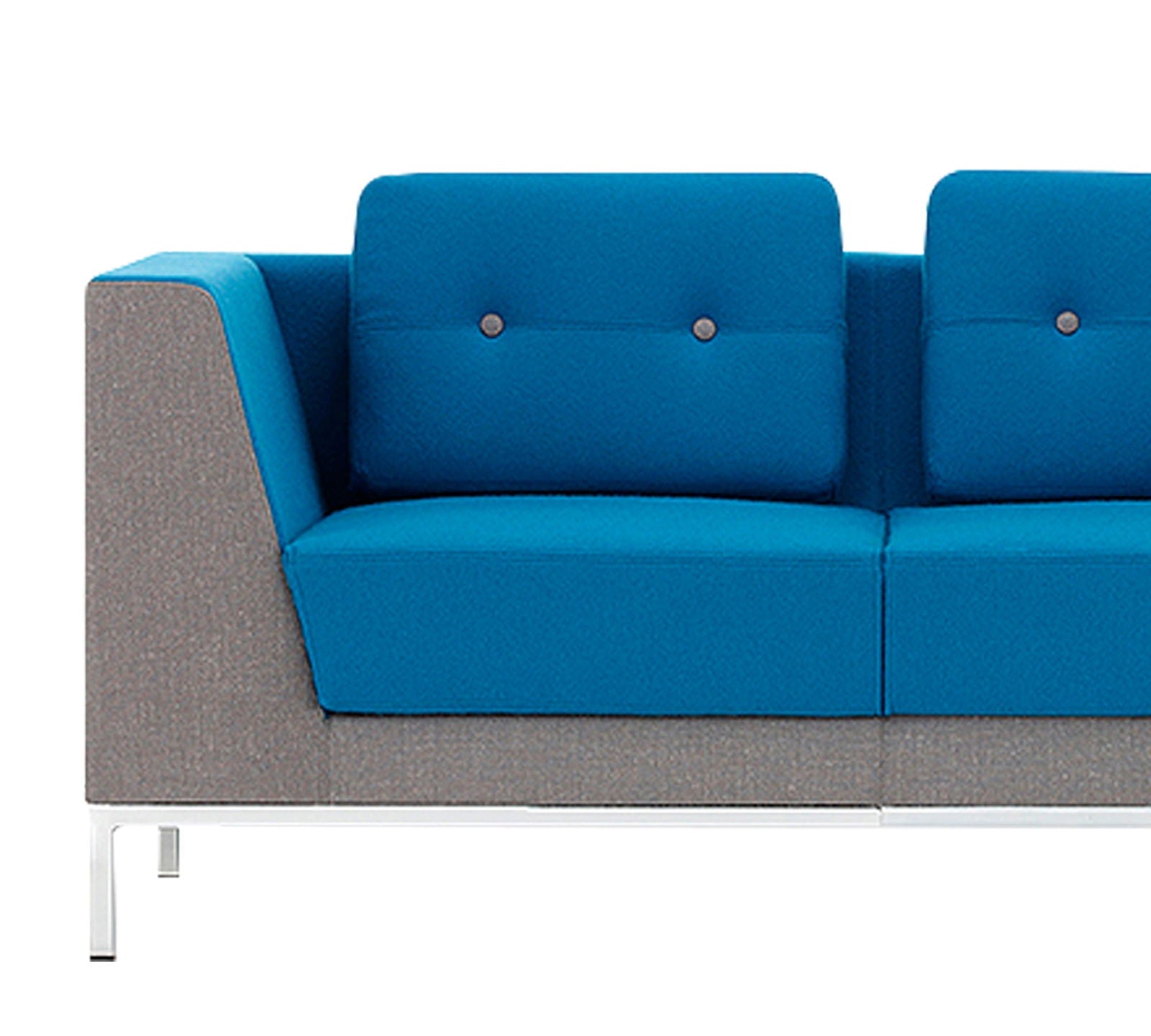 Metal Chrome Base Cushioned Fabric Sofa -